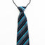 Kids Boys Turquoise Black Diagonal Patterned Elastic Neck Tie