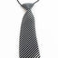 Kids Boys White & Black Patterned Elastic Neck Tie - Thin Diagonal Stripe