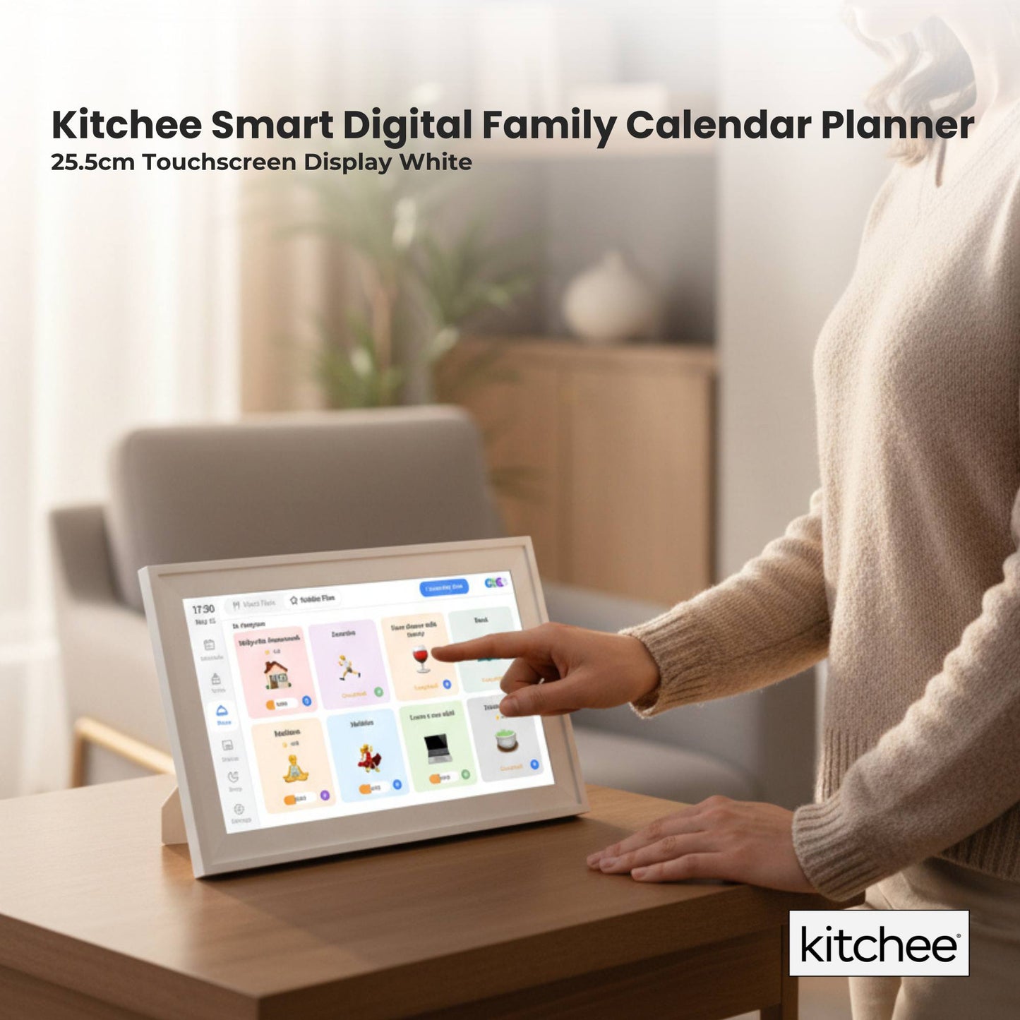 Kitchee 10" Digital Calendar Smart Family Planner - 25.5cm Touchscreen White