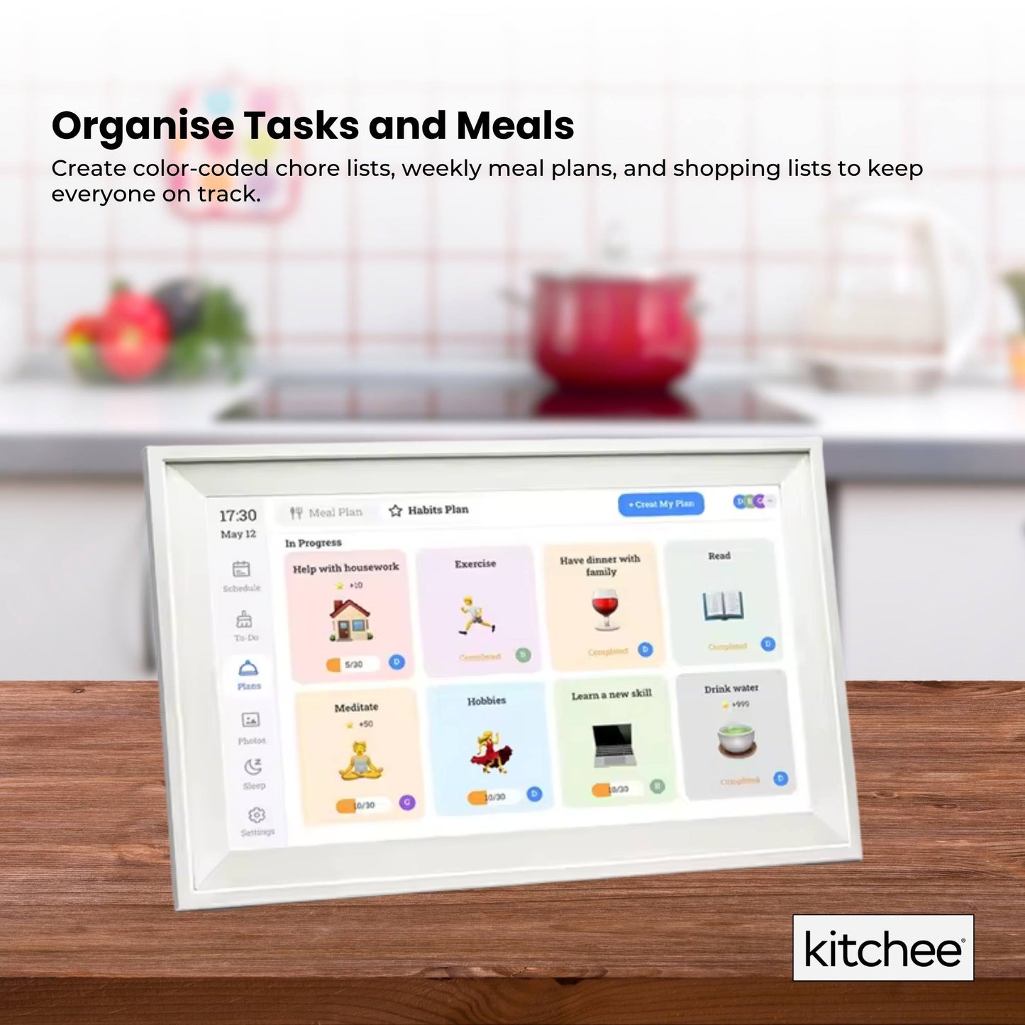 Kitchee 10" Digital Calendar Smart Family Planner - 25.5cm Touchscreen White