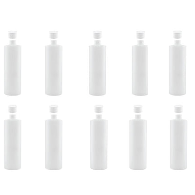Kitchee 10x 250ml Natural HDPE Round Bottle + 28/410 Caps - Empty Plastic Food Storage