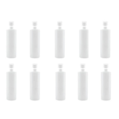 Kitchee 10x 500ml Natural HDPE Round Bottle + 28/410 Caps - Empty Plastic Food Storage