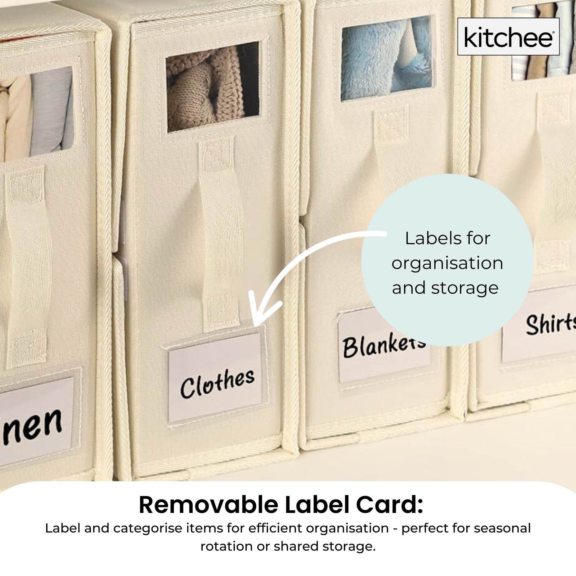 Kitchee 10x Foldable Bed Sheet Storage Box - Linen + Closet Organiser Beige