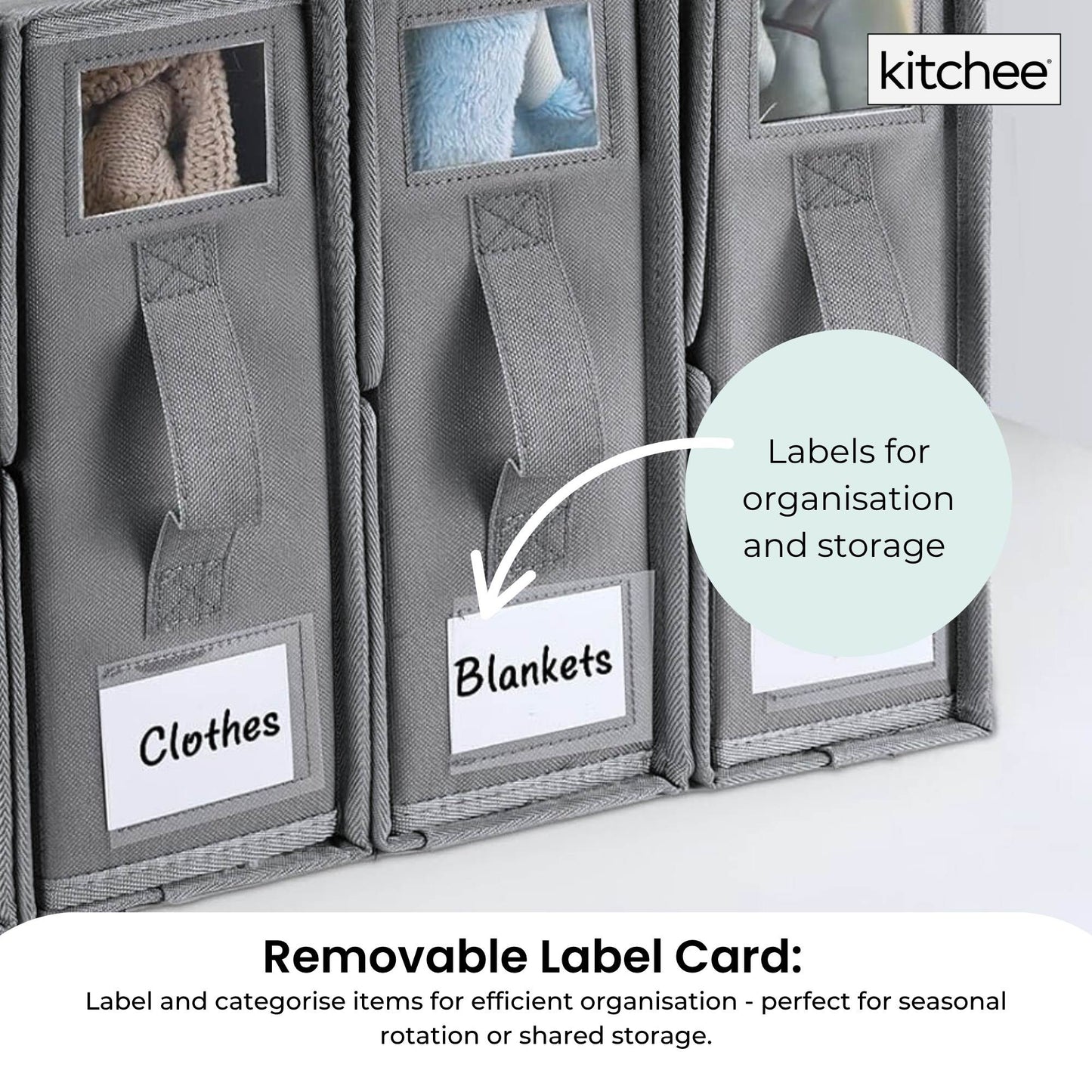 Kitchee 10x Foldable Bed Sheet Storage Box - Linen + Closet Organiser Grey