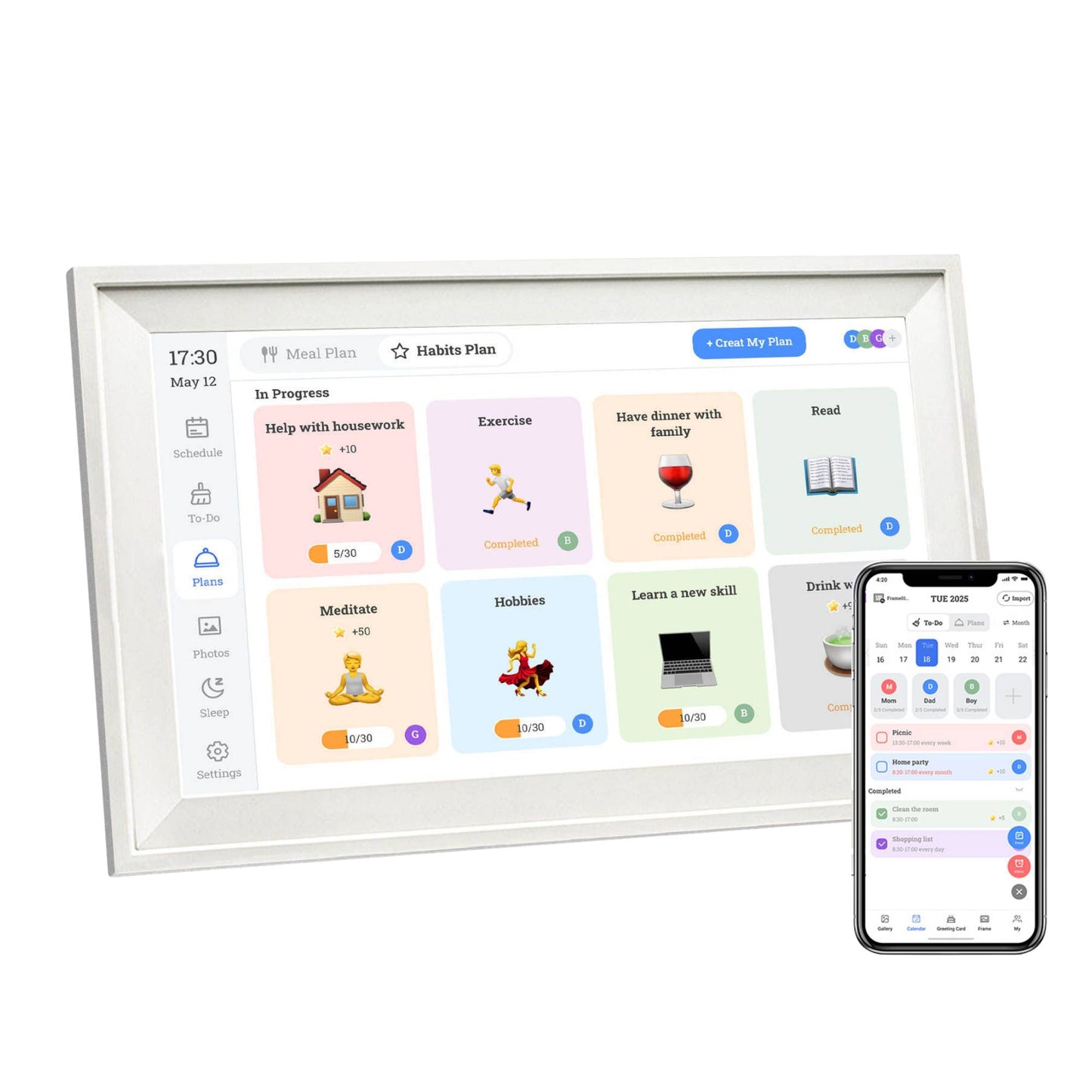 Kitchee 15.6" Digital Calendar Smart Family Planner - 39.6cm Touchscreen White
