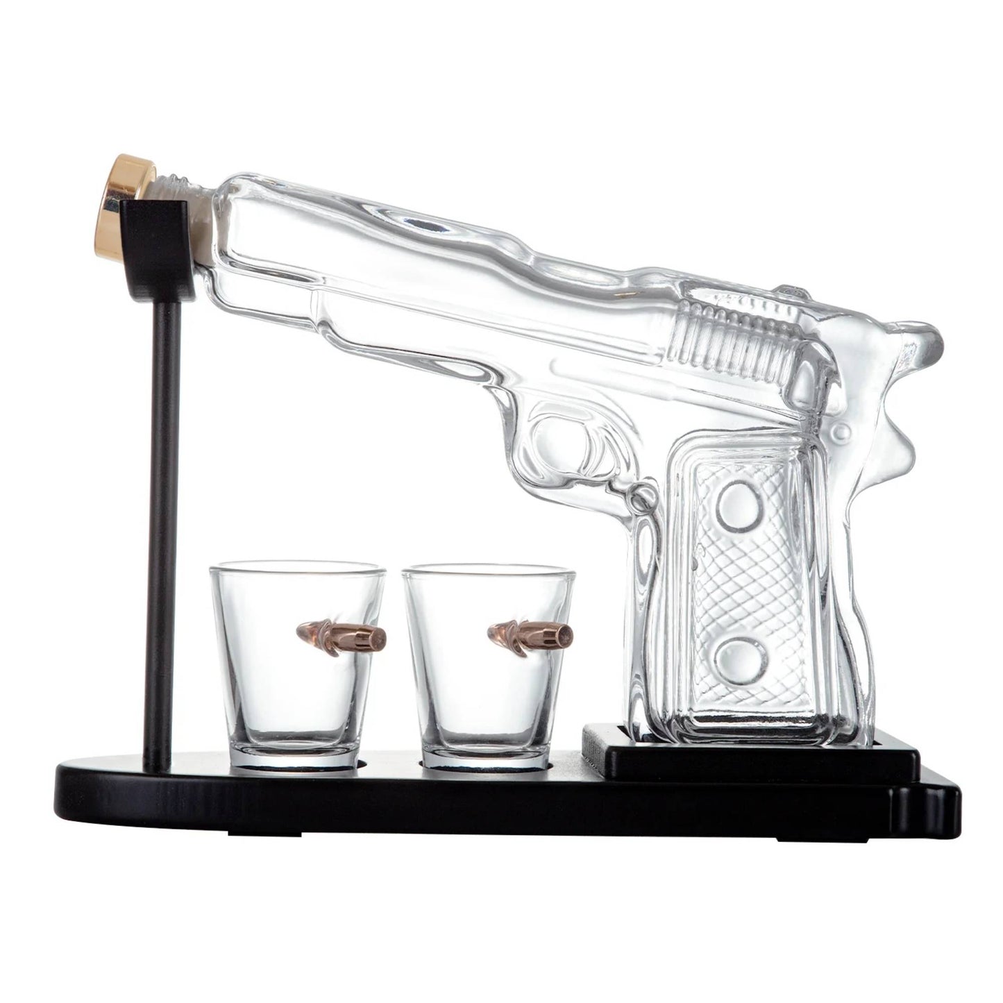Kitchee 225mL Whisky or Wine Decanter Glass Pistol Set - 2 Glasses + Stand