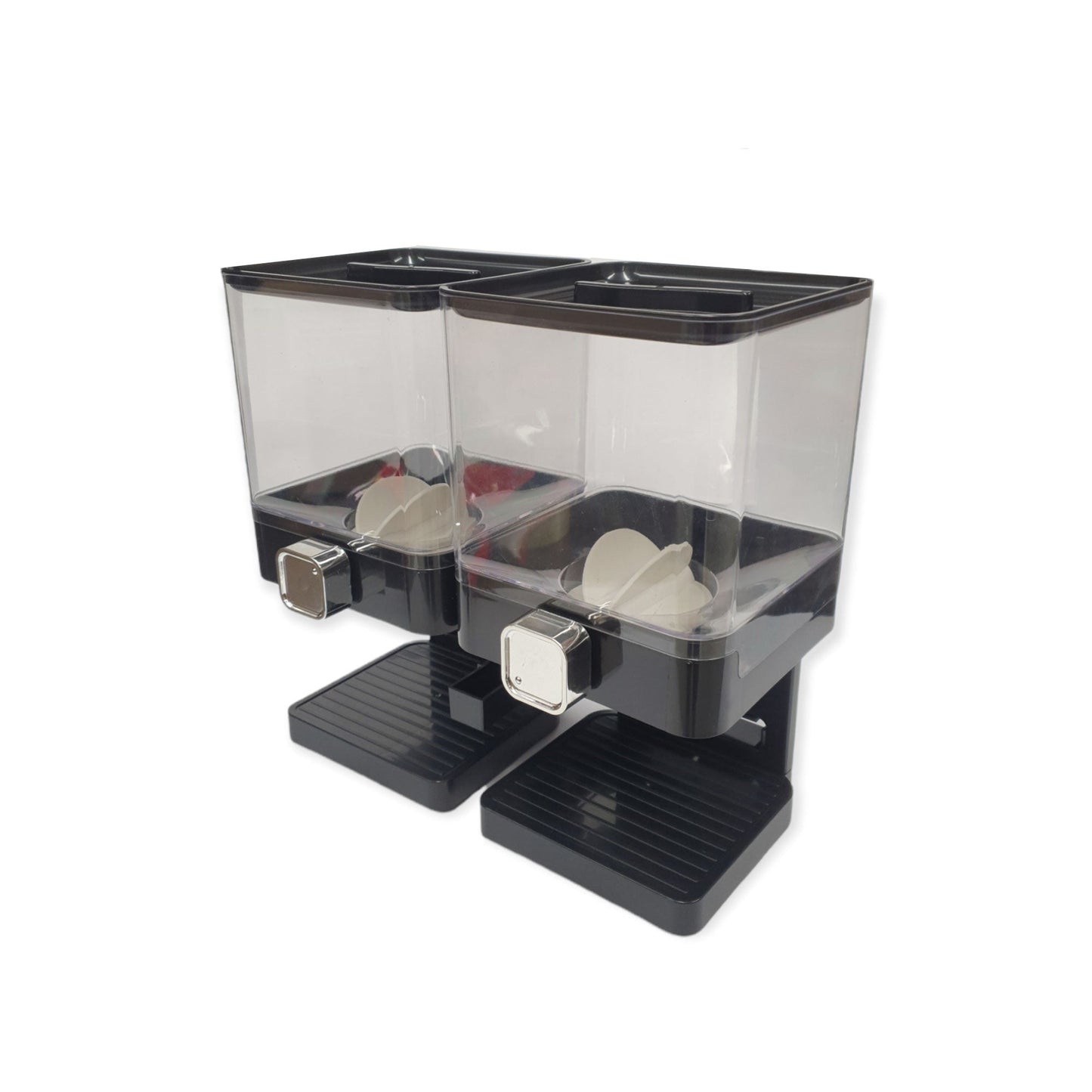 Kitchee 3.7L Double Cereal Dispenser Countertop Rice or Grain Storage Black