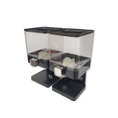 Kitchee 3.7L Double Cereal Dispenser Countertop Rice or Grain Storage Black