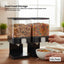 Kitchee 3.7L Double Cereal Dispenser Countertop Rice or Grain Storage Black