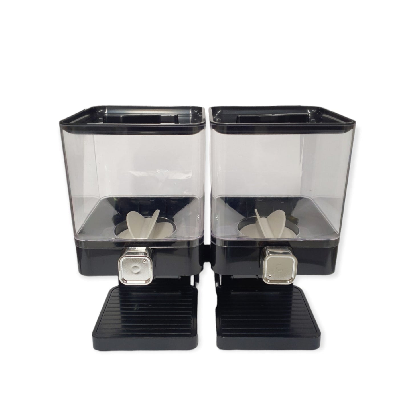 Kitchee 3.7L Double Cereal Dispenser Countertop Rice or Grain Storage Black