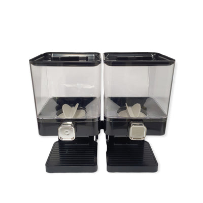 Kitchee 3.7L Double Cereal Dispenser Countertop Rice or Grain Storage Black