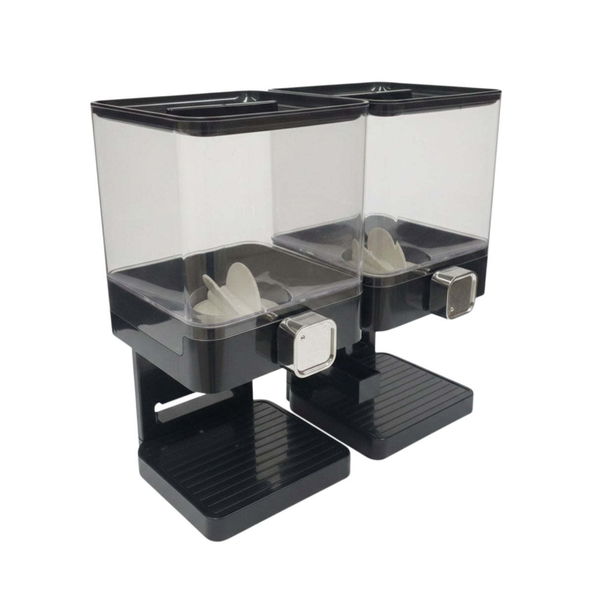 Kitchee 3.7L Double Cereal Dispenser Countertop Rice or Grain Storage Black