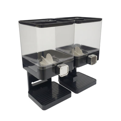 Kitchee 3.7L Double Cereal Dispenser Countertop Rice or Grain Storage Black