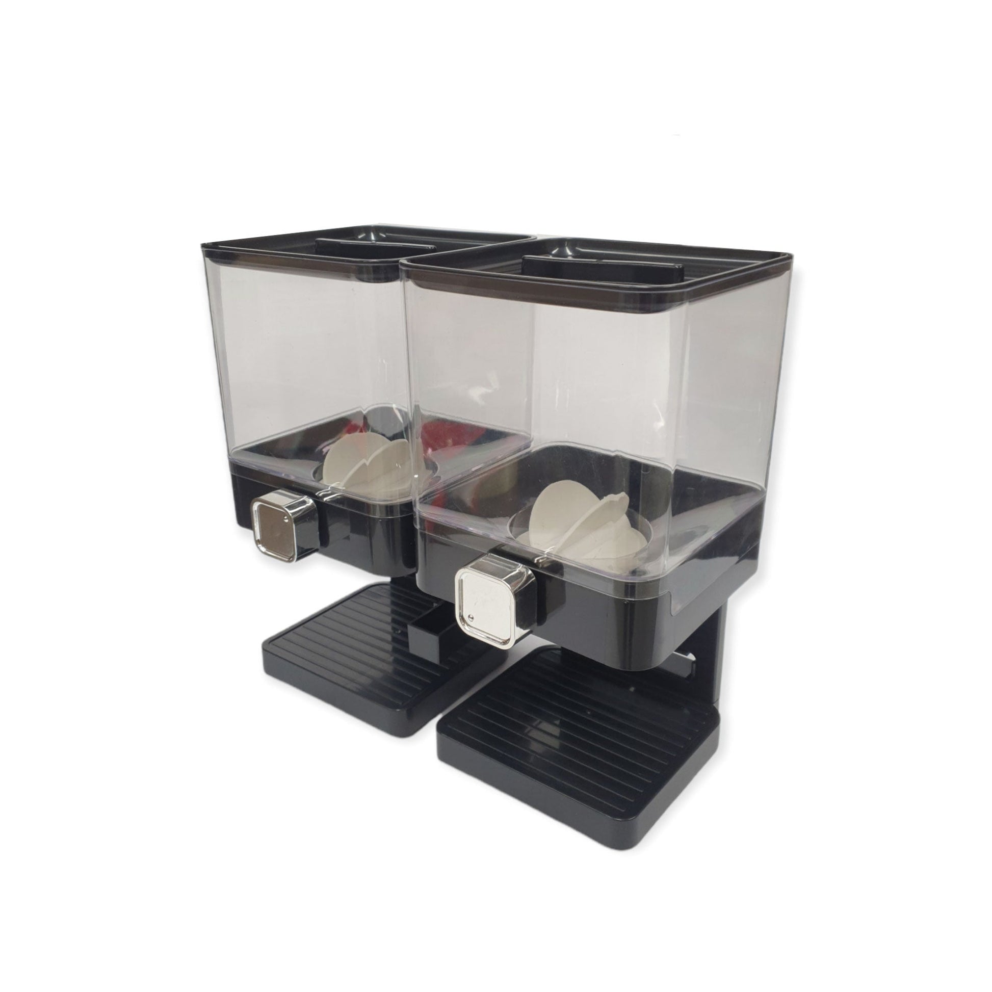 Kitchee 3.7L Double Cereal Dispenser Countertop for Rice Grain Storage Black