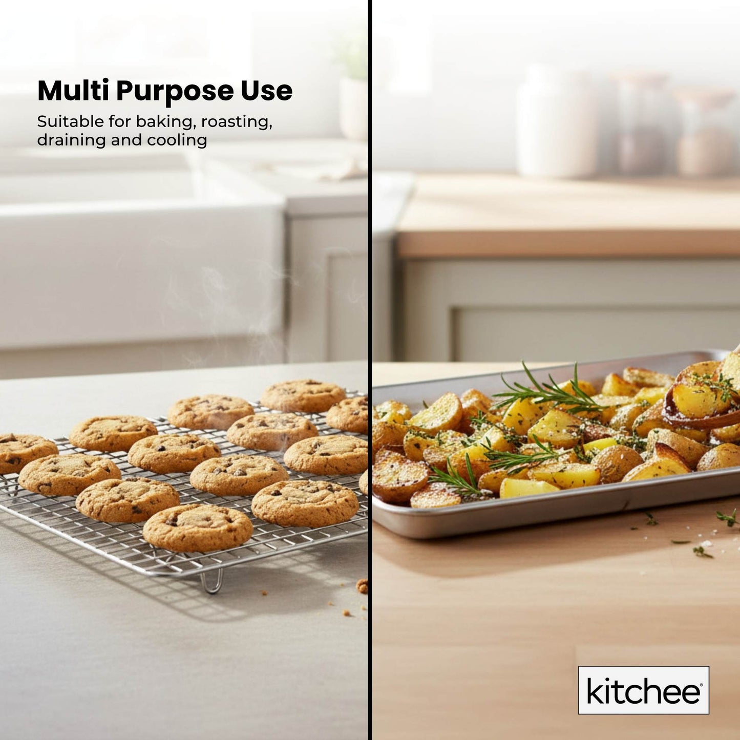 Kitchee 40.5x30.5cm Oven Baking Tray + Cooling Rack 4 Piece Stainless Steel