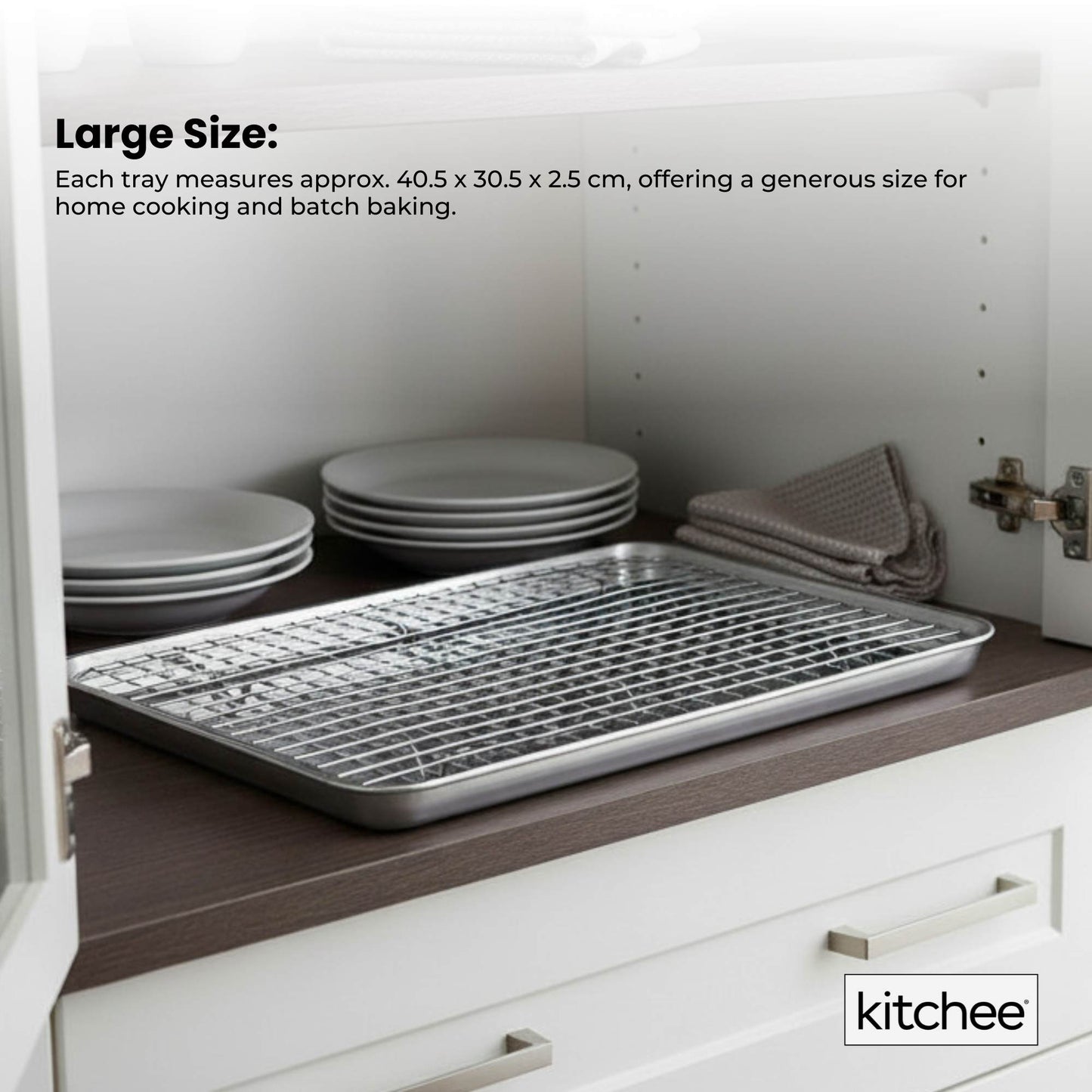 Kitchee 40.5x30.5cm Oven Baking Tray + Cooling Rack 4 Piece Stainless Steel