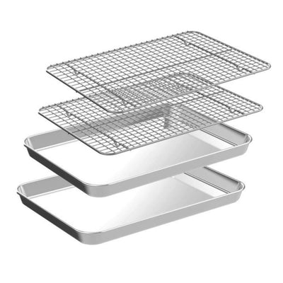Kitchee 40.5x30.5cm Oven Baking Tray + Cooling Rack 4 Piece Stainless Steel