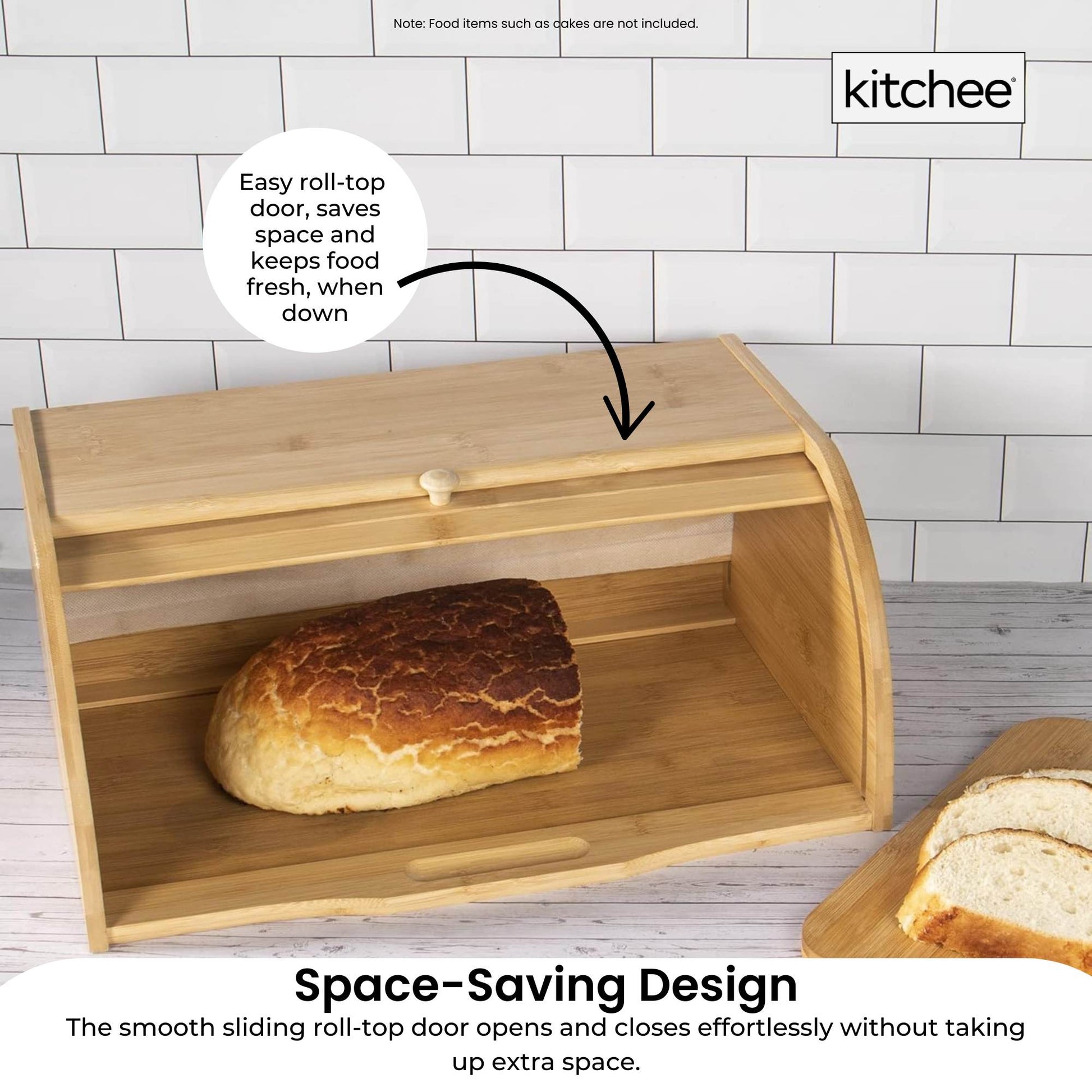 Kitchee 40cm Bamboo Bread Box - Storage Bin Kitchen Counter Container