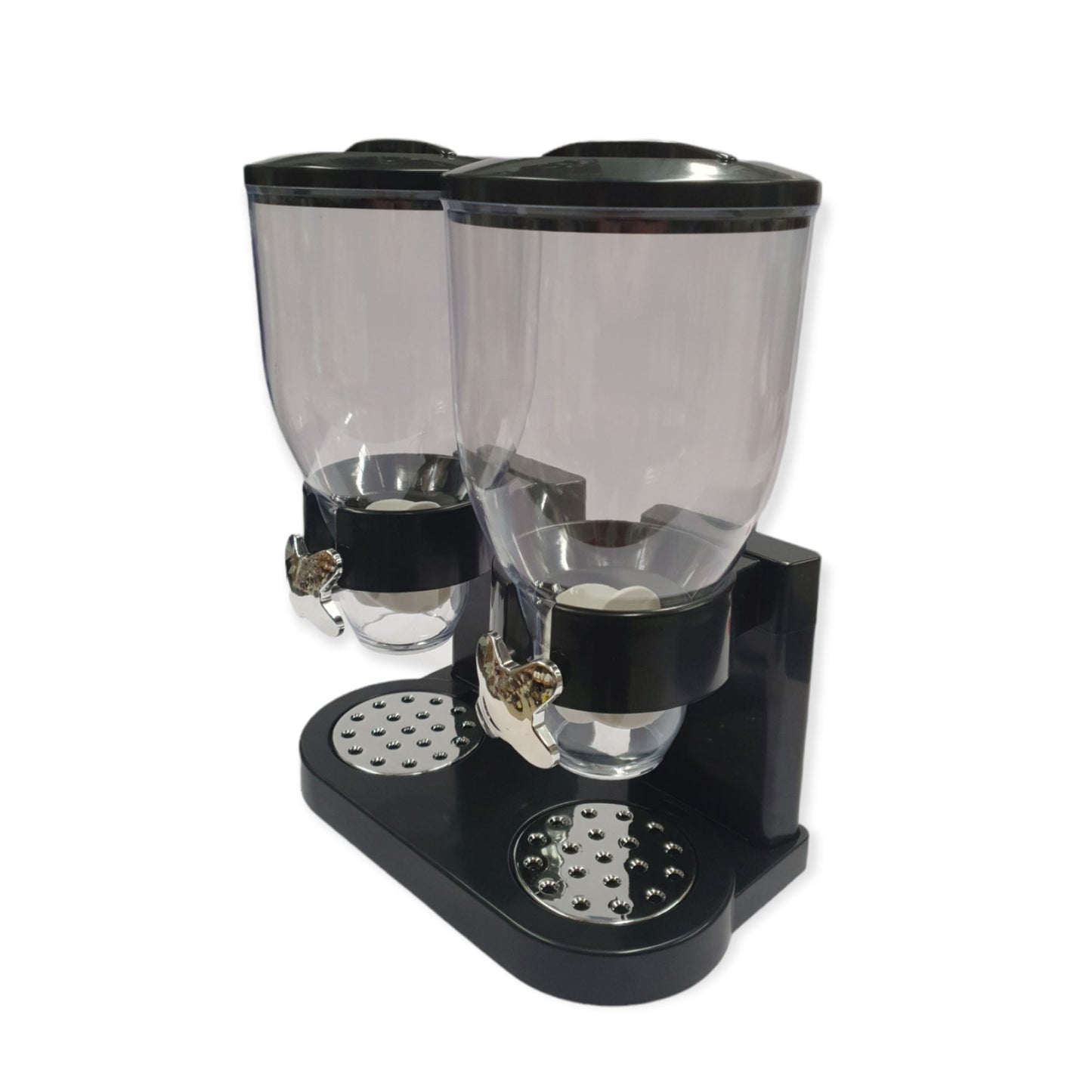 Kitchee 4L Double Cereal Dispenser Countertop for Rice Grains Storage Black