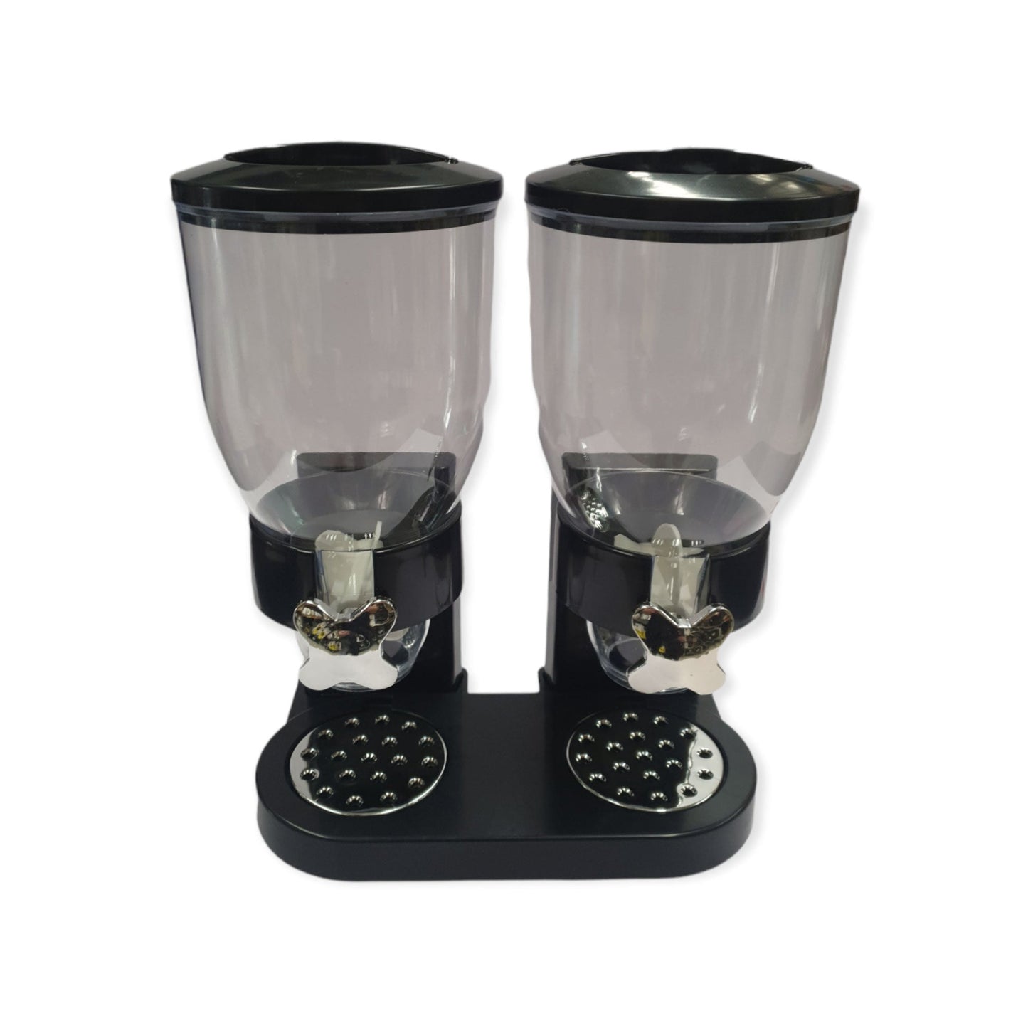 Kitchee 4L Double Cereal Dispenser Countertop for Rice Grains Storage Black