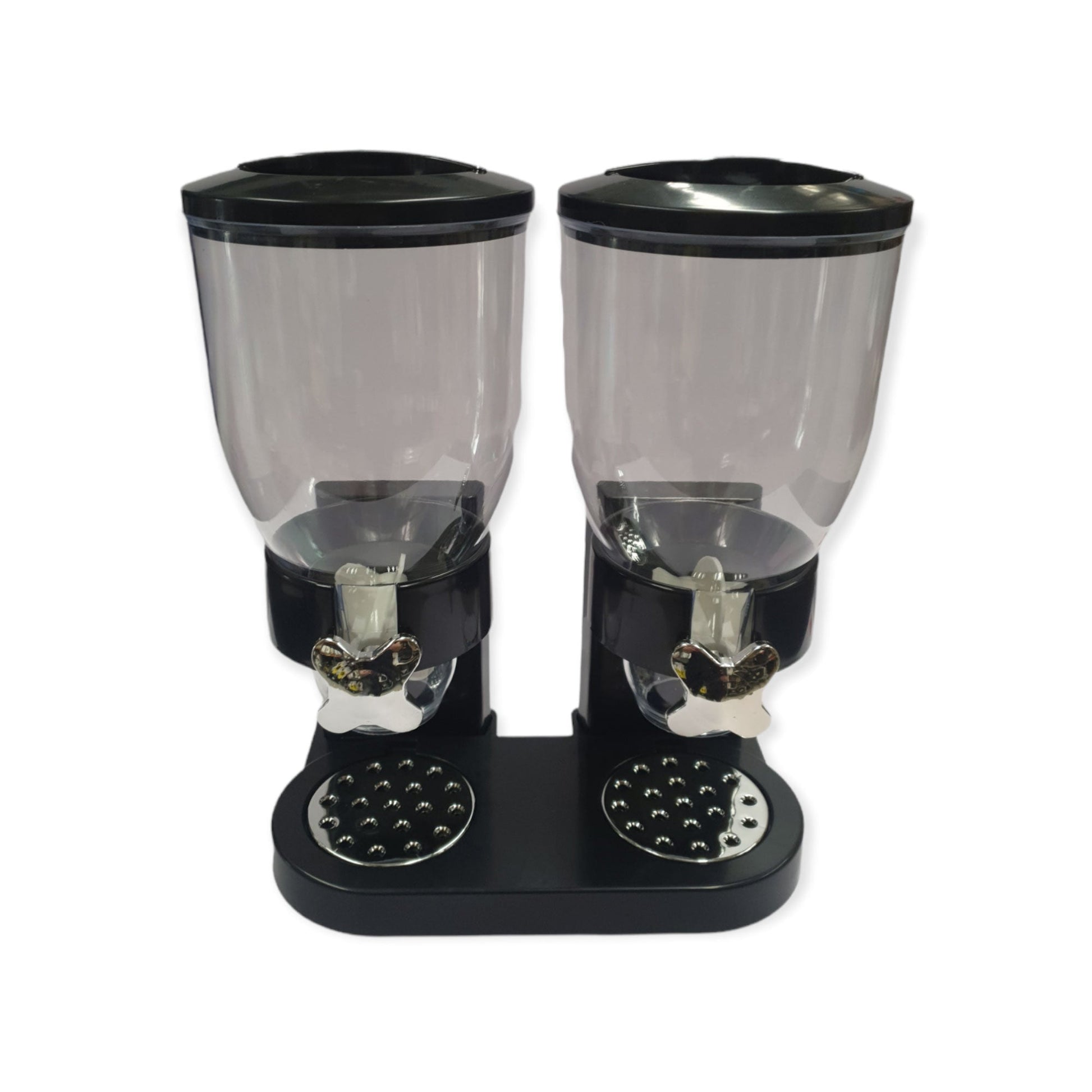 Kitchee 4L Double Cereal Dispenser Countertop for Rice Grains Storage Black