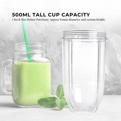 Kitchee 500ml Tall Cup Replacement For Magic Bullet Cross Blade Blender