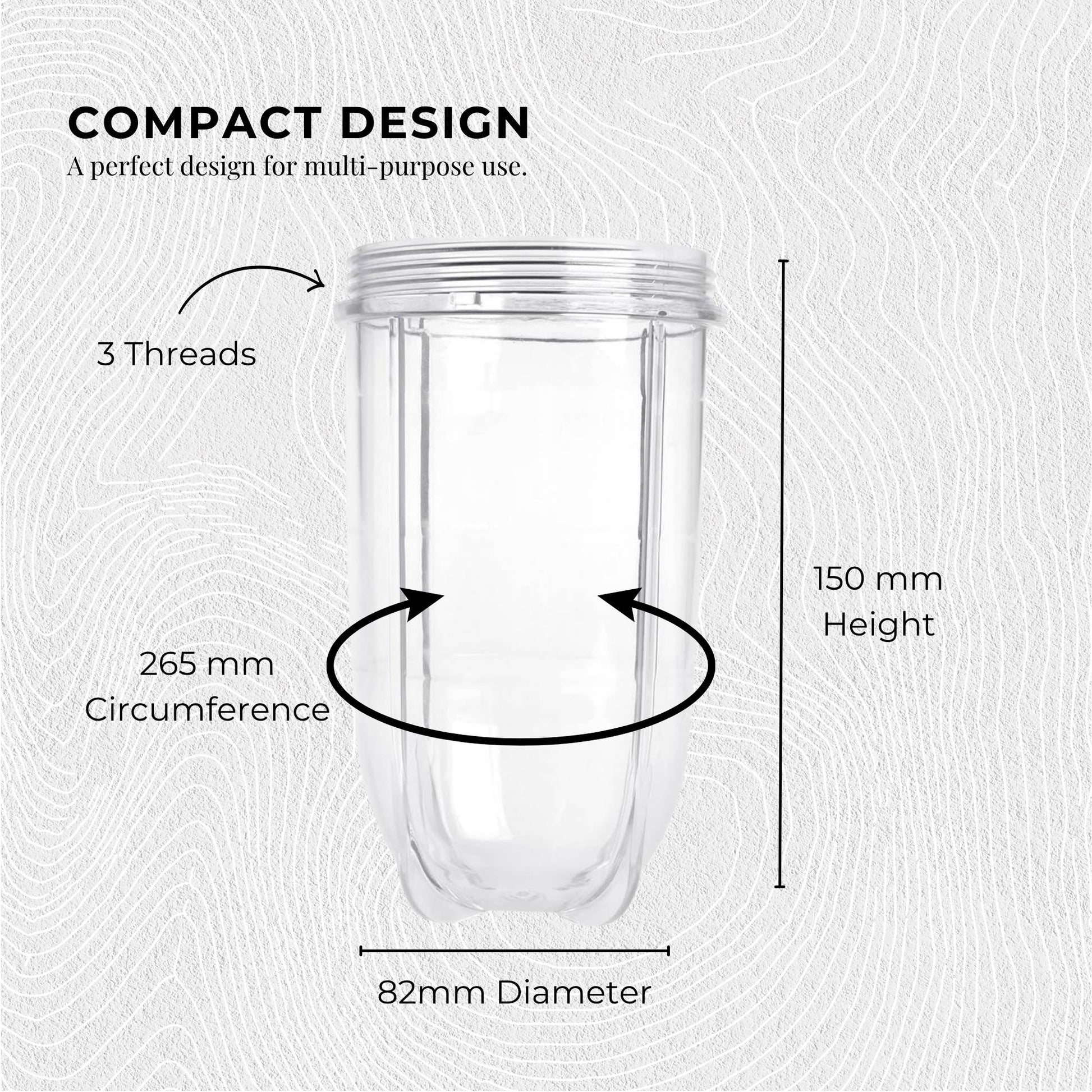 Kitchee 500ml Tall Cup Replacement For Magic Bullet Cross Blade Blender