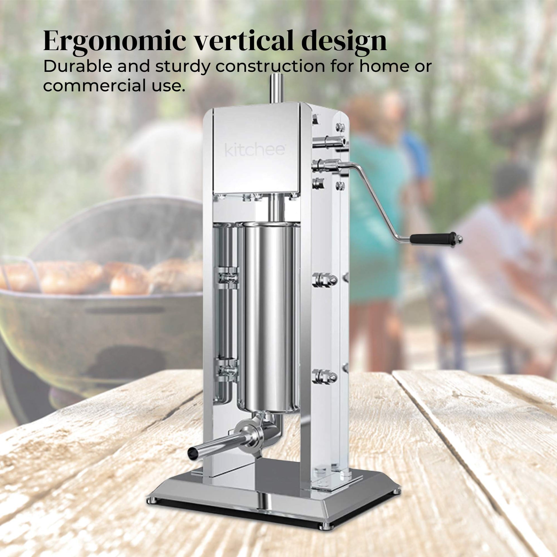 Kitchee 5L Manual Vertical Sausage Filler - Stainless Stuffer Meat Press Machine