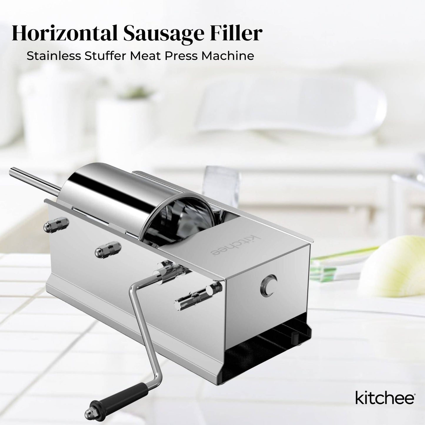 Kitchee 7L Manual Horizontal Sausage Filler - Stainless Stuffer Meat Press Machine