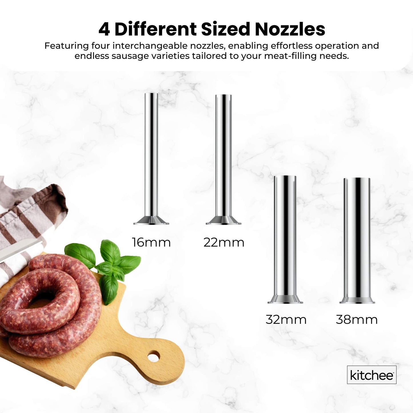 Kitchee 7L Manual Vertical Sausage Filler - Stainless Stuffer Meat Press Machine