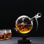Kitchee 850ml Whiskey or Wine Globe Glass Decanter Set - 2 Glasses + Stand