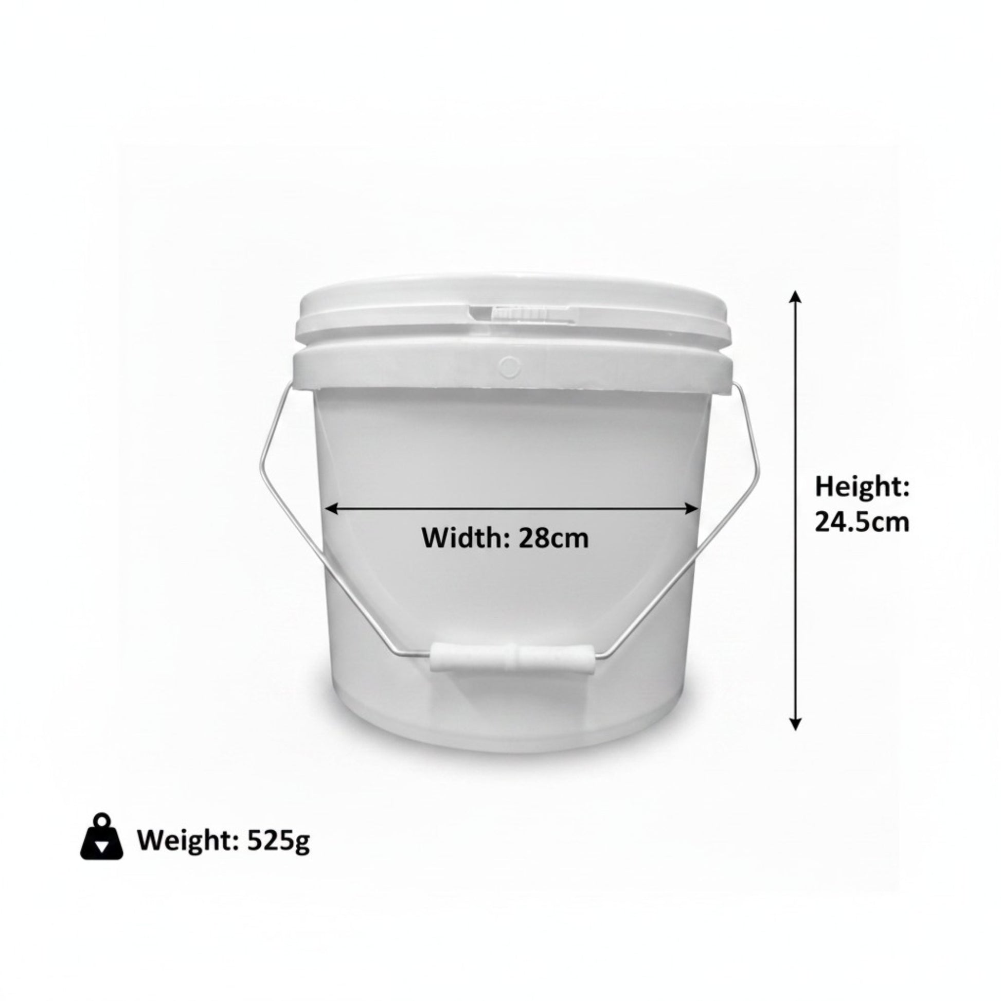 Kitchee Bulk 10x 10L Plastic Buckets + Lids - Empty White With Handle Large Pail