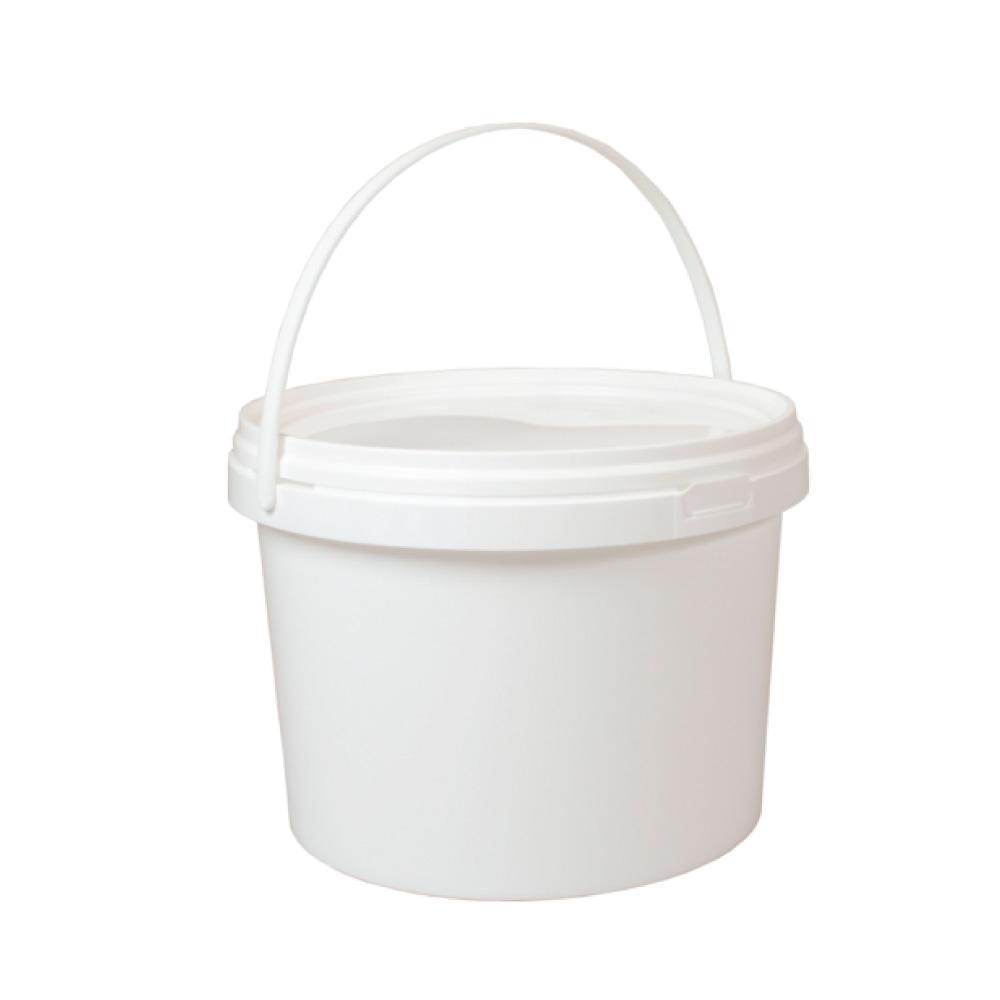 Kitchee Bulk 10x 2L Plastic Buckets + Lids - Empty White With Handle Small Pail