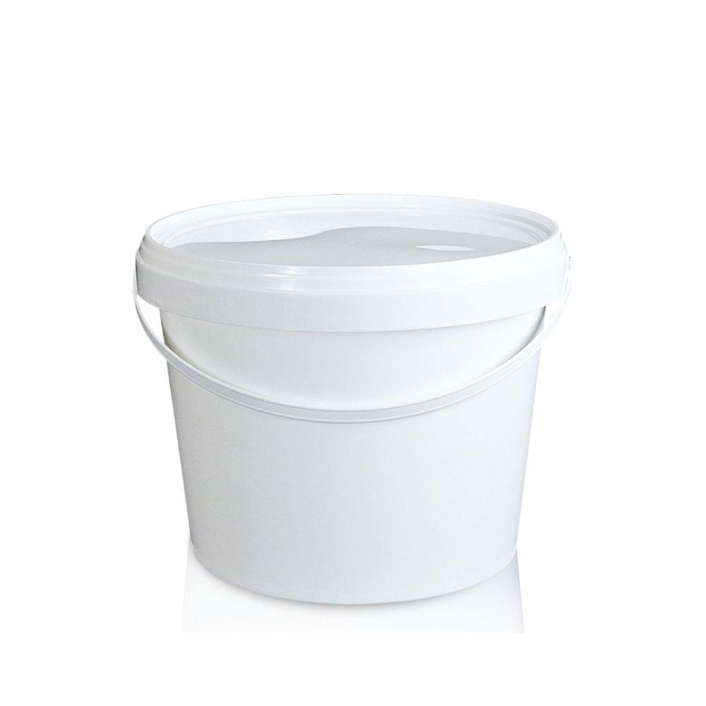 Kitchee Bulk 10x 2L Plastic Buckets + Lids - Empty White With Handle Small Pail