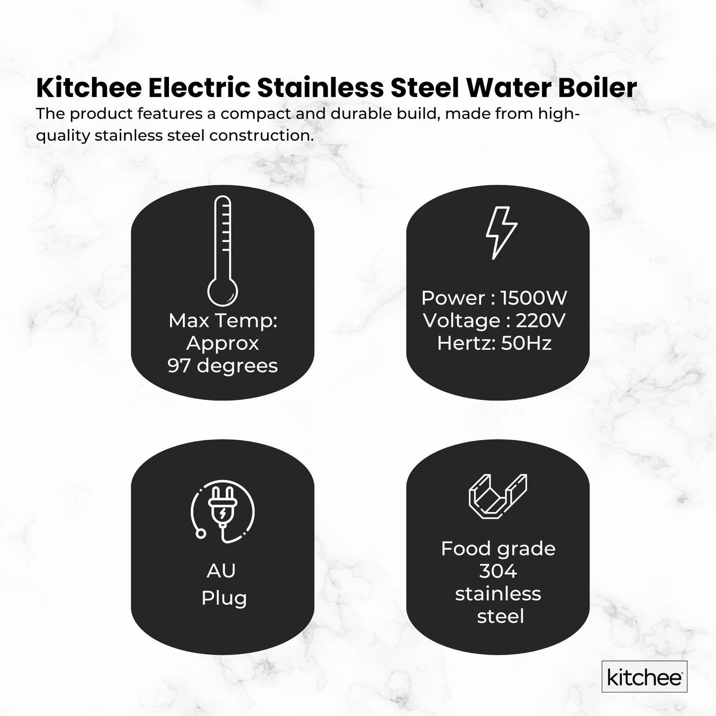 Kitchee Electric Stainless Steel Water Boiler - Commercial Hot Liquid Urn