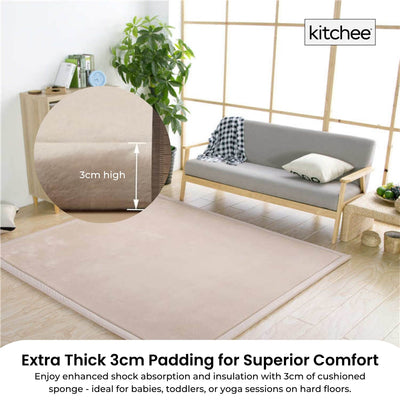 Kitchee Foam Floor Mat 150x200cm - Padded Thick Soft Tatami Style Rug Cream