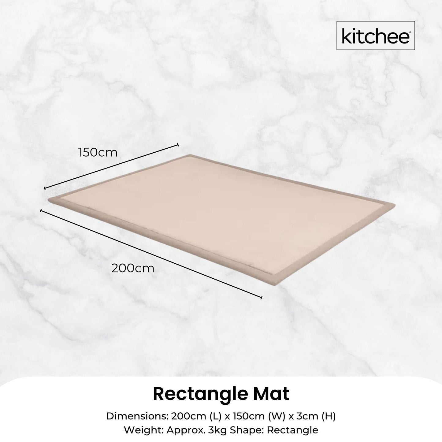Kitchee Foam Floor Mat 150x200cm - Padded Thick Soft Tatami Style Rug Cream