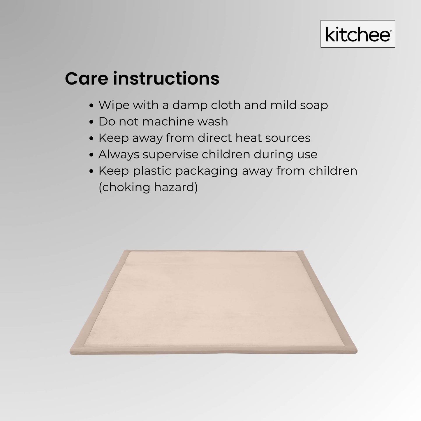 Kitchee Foam Floor Mat 200x200cm - Padded Thick Soft Tatami Style Rug Cream