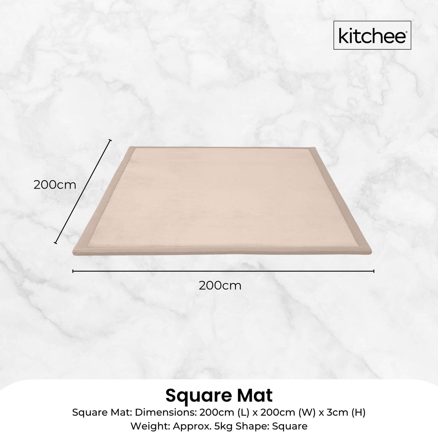 Kitchee Foam Floor Mat - Padded Thick Deep Soft Tatami Style Rug Cream