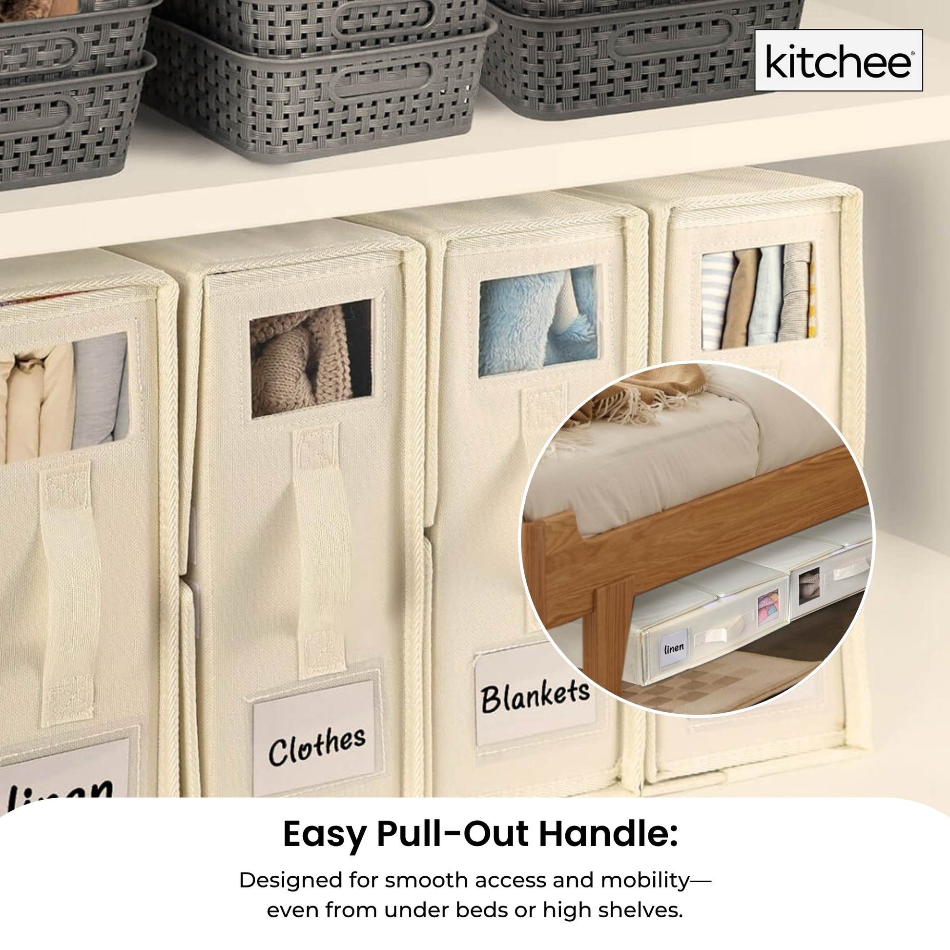 Kitchee Foldable Bed Sheet Storage Box - Linen + Closet Organiser Beige