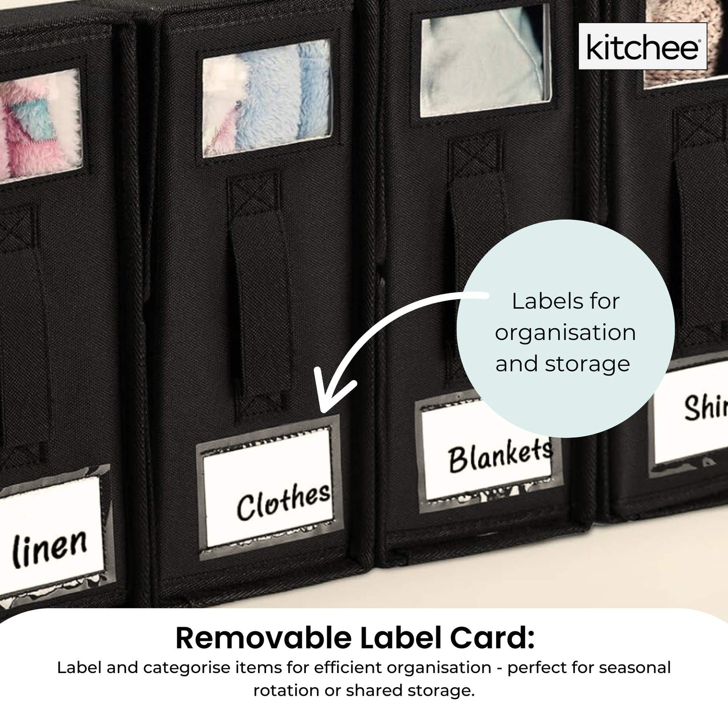 Kitchee Foldable Bed Sheet Storage Box - Linen + Closet Organiser Black