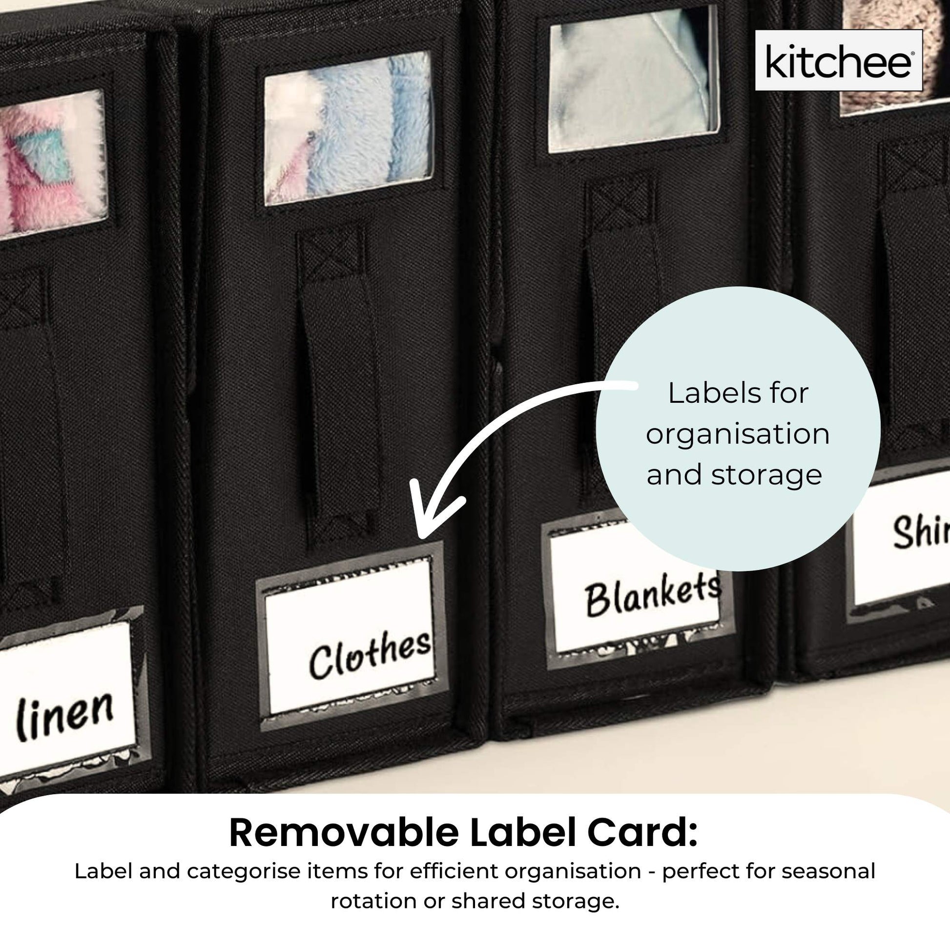 Kitchee Foldable Bed Sheet Storage Box - Linen + Closet Organiser Black