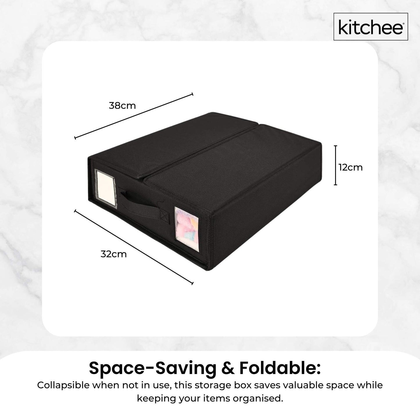 Kitchee Foldable Bed Sheet Storage Box - Linen + Closet Organiser Black
