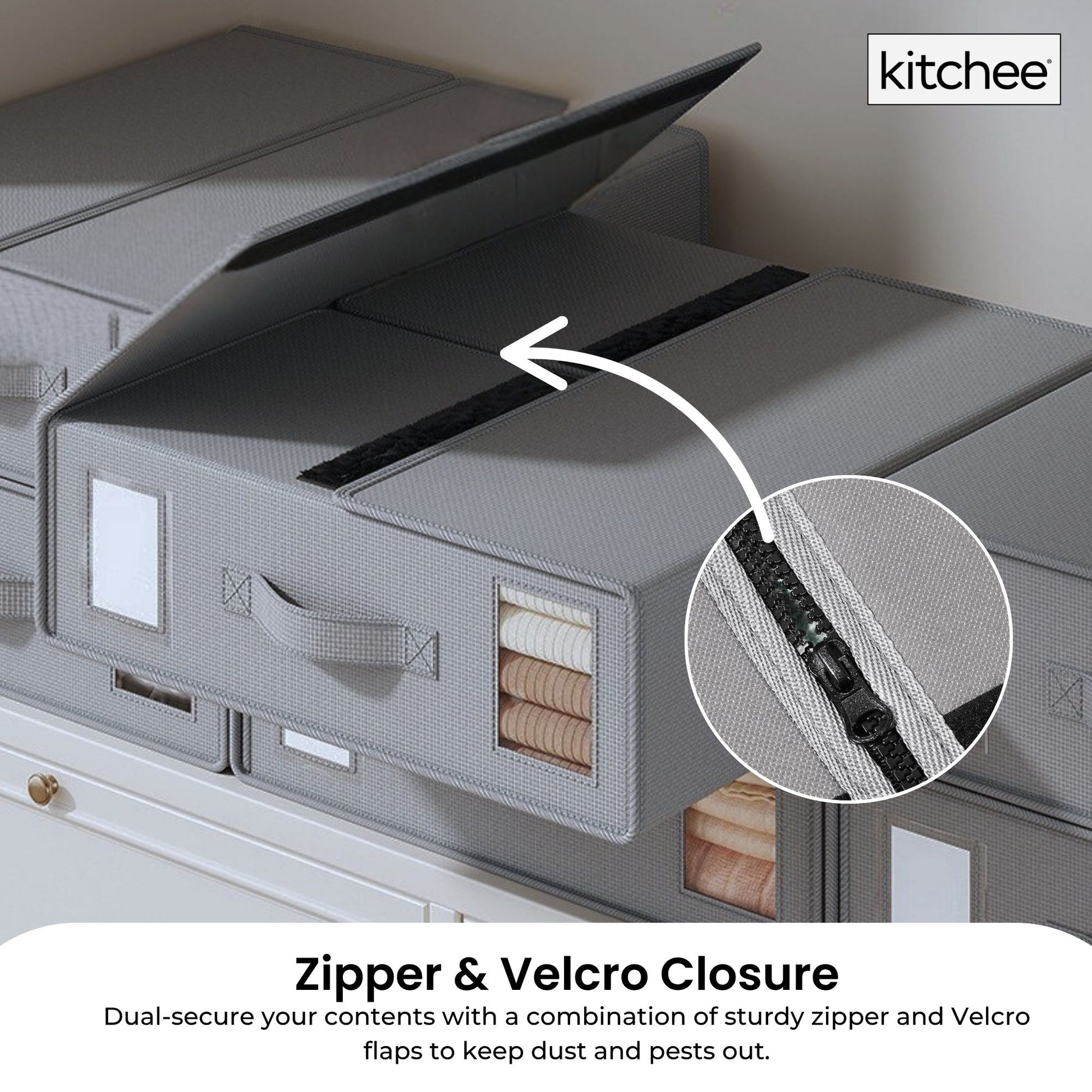 Kitchee Foldable Bed Sheet Storage Box - Linen + Closet Organiser Grey