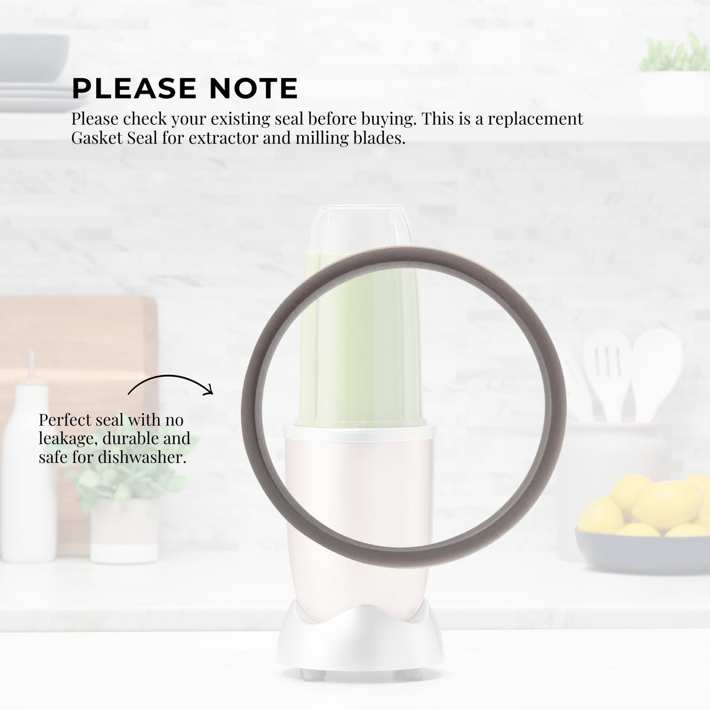 Kitchee For Nutribullet Short Cup + Extractor Blade + Grey Seal