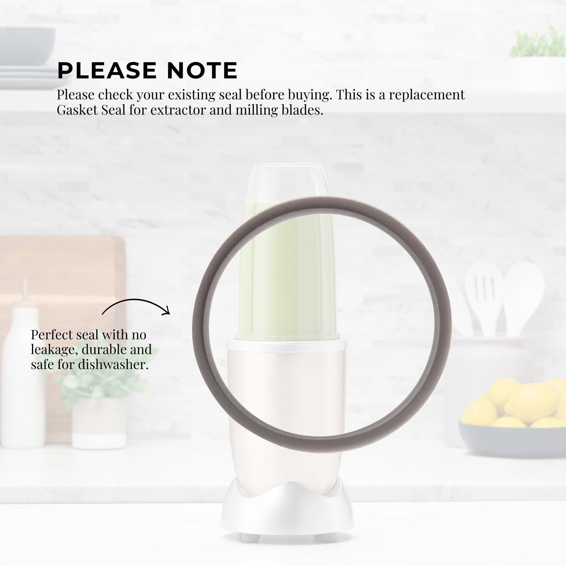 Kitchee For Nutribullet Short Cup + Holder Lip Ring + Grey Seal for 900 600