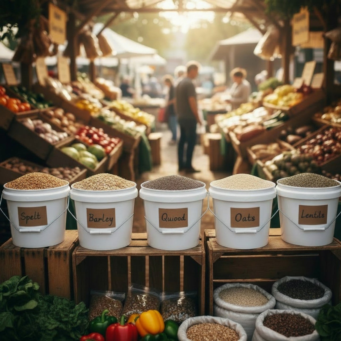 Kitchee Plastic White Buckets Handle + Lid - 2L 5L 10L Small Med Large Tubs
