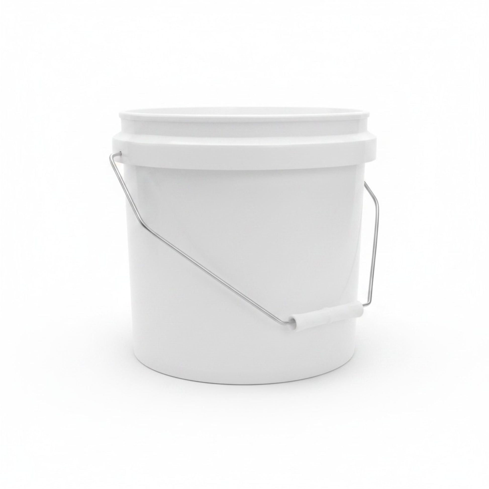Kitchee Plastic White Buckets Handle + Lid - 2L 5L 10L Small Med Large Tubs