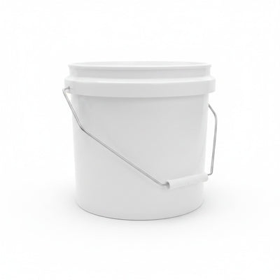 Kitchee Plastic White Buckets Handle + Lid - 2L 5L 10L Small Med Large Tubs