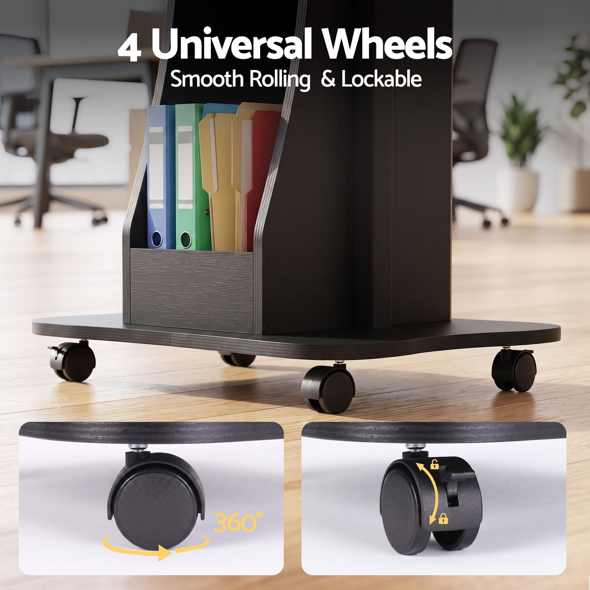 Artiss Mobile Podium Stand with Lockable Wheels Height Adjustable Laptop Desk Black